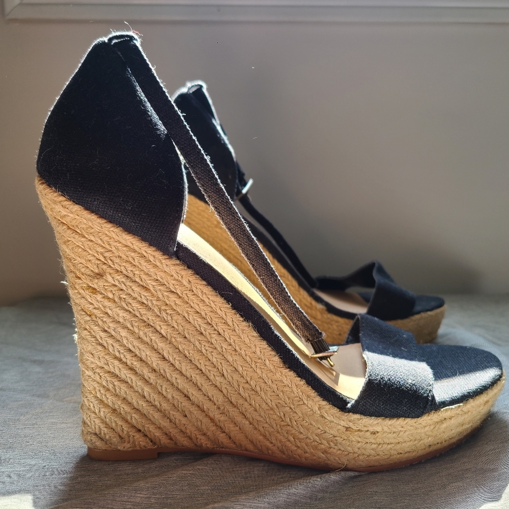 Colin Stuart, black wedge sandles.